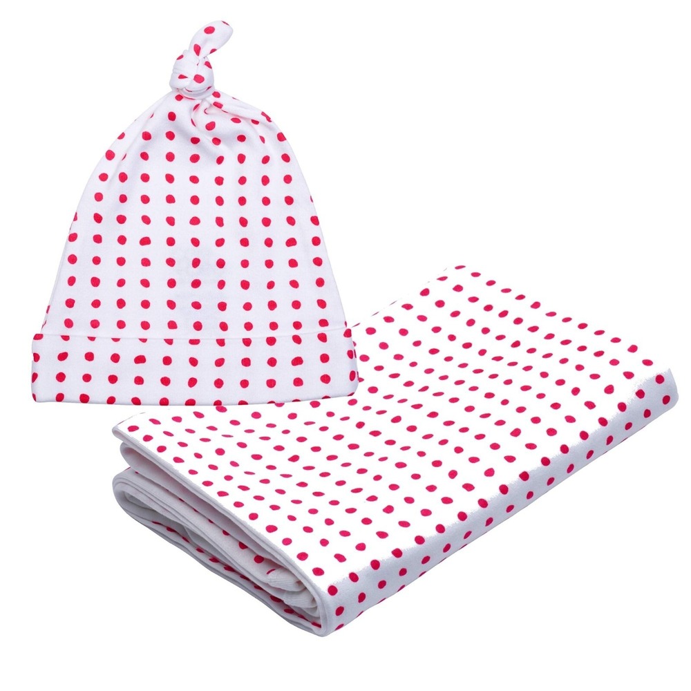 Pink Organic Baby Receiving Blanket & Hat Gift Set – Newborn NWT